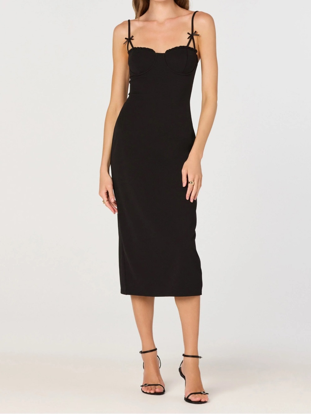 NWT! ASTR The Label Bow Strap Bustier Midi Dress